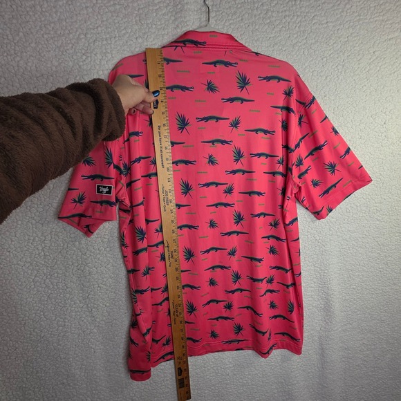 Waggle M"s XL Pink Alligator Palm Tree Golf Polo Shirt Unique Golf Outdoors Fun - Picture 12 of 16